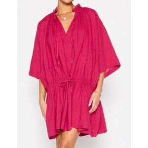 Brochu Walker St. Tropez Dress Size Small Azalea Pink‎ Linen Oversized Mini NWT
